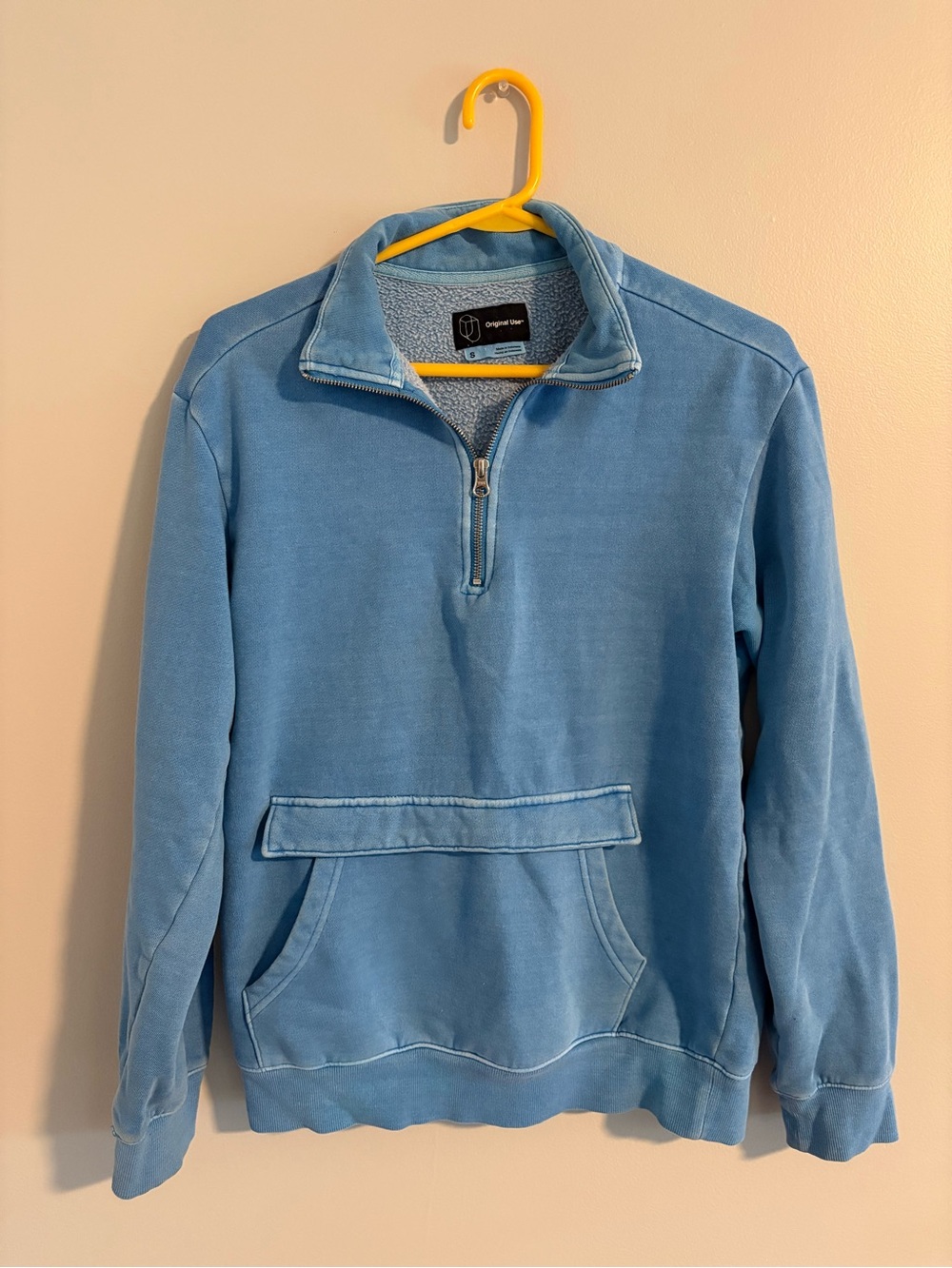 Original Use Sky Blue Half-Zip Pullover Sweater for Men